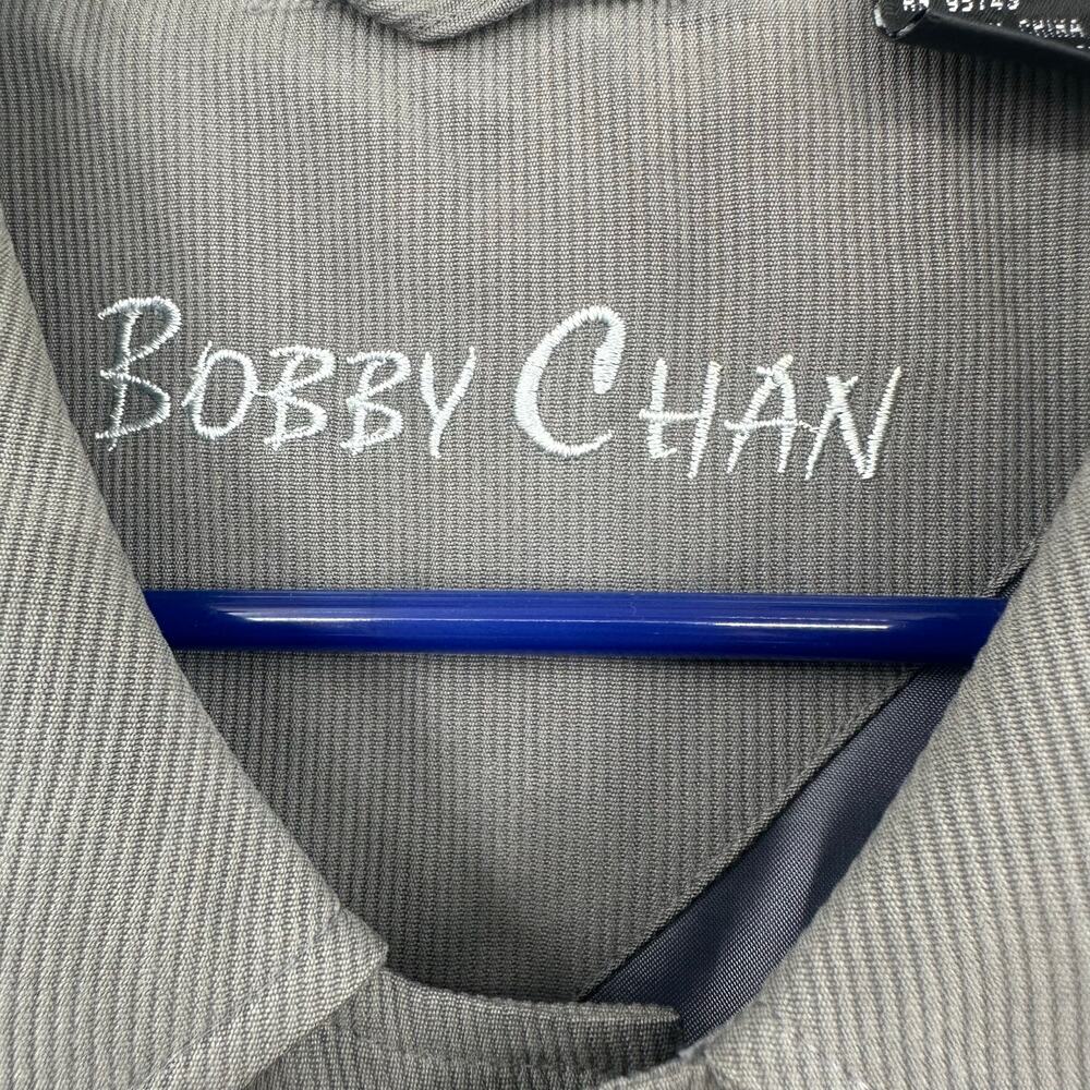 Bobby Chan Size M Button Up Long-Sleeved Overshirt Gray 100% Silk Inner Pocket - Picture 6 of 7